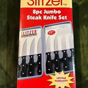 8pc Jumbo Steak Knife Set - Black Slitzer